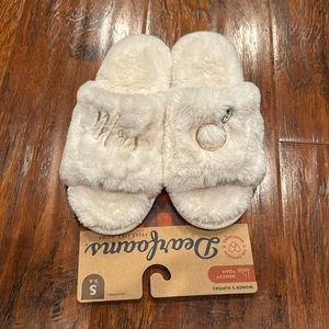 Mrs. White fuzzy slippers